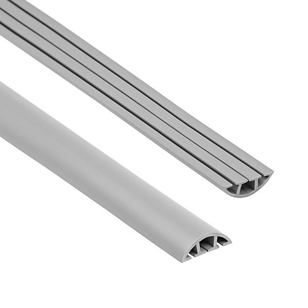 Bande de câble en PVC 10x80mm, 2m, cache-câble, semi-circulaire, gris