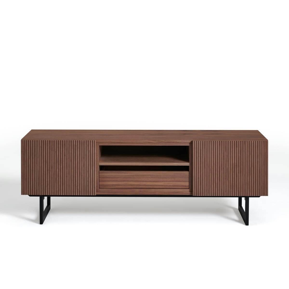 CANNES - Meuble TV en noyer 2 portes 1 tiroir