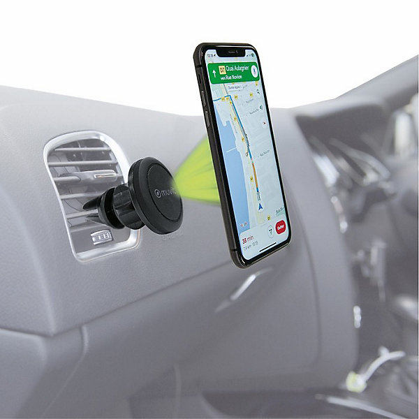Muvit Support Voiture Universel Magnétique en Plastique avec Rotule Pivotable à 360 Noir