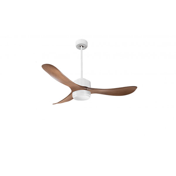 Modulo Regular Exterior - un ventilateur pour extérieur IP44, DC 132 cm Blanc pales abs marron Lumière dimmable 20 à 35 m²