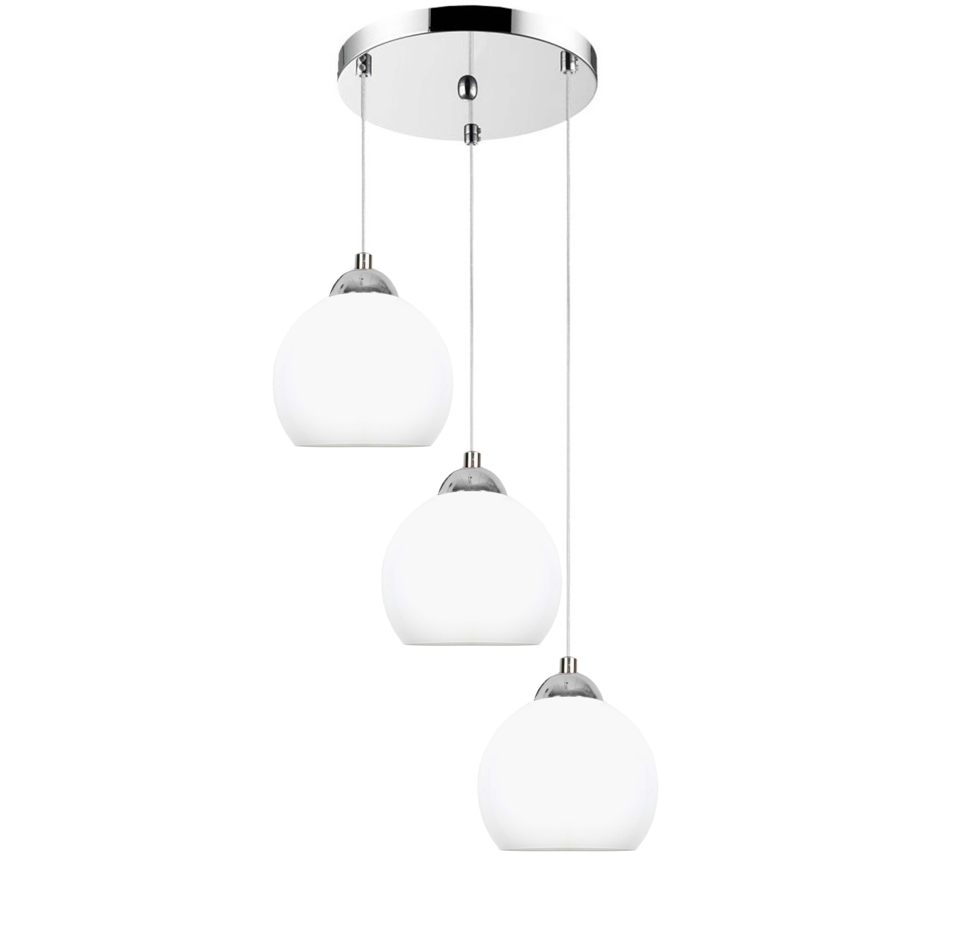Lampa wisząca EDYLIT kaskada białe klosze chrom LED 3xE27 OLEX 13-682