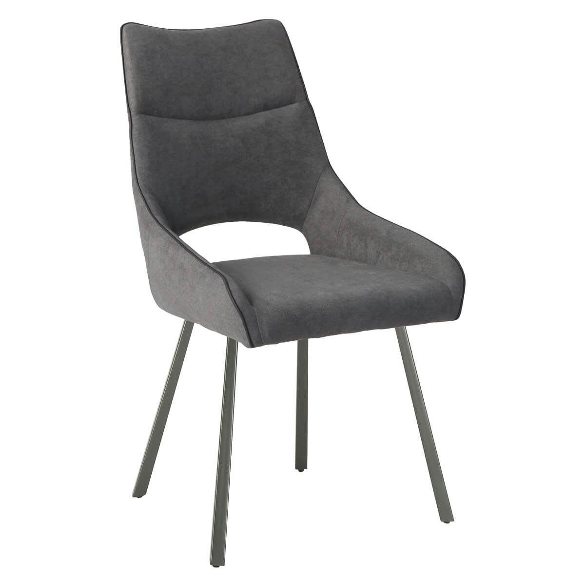 AMADO - Lot  de 2 chaises tissu coloris gris anthracite