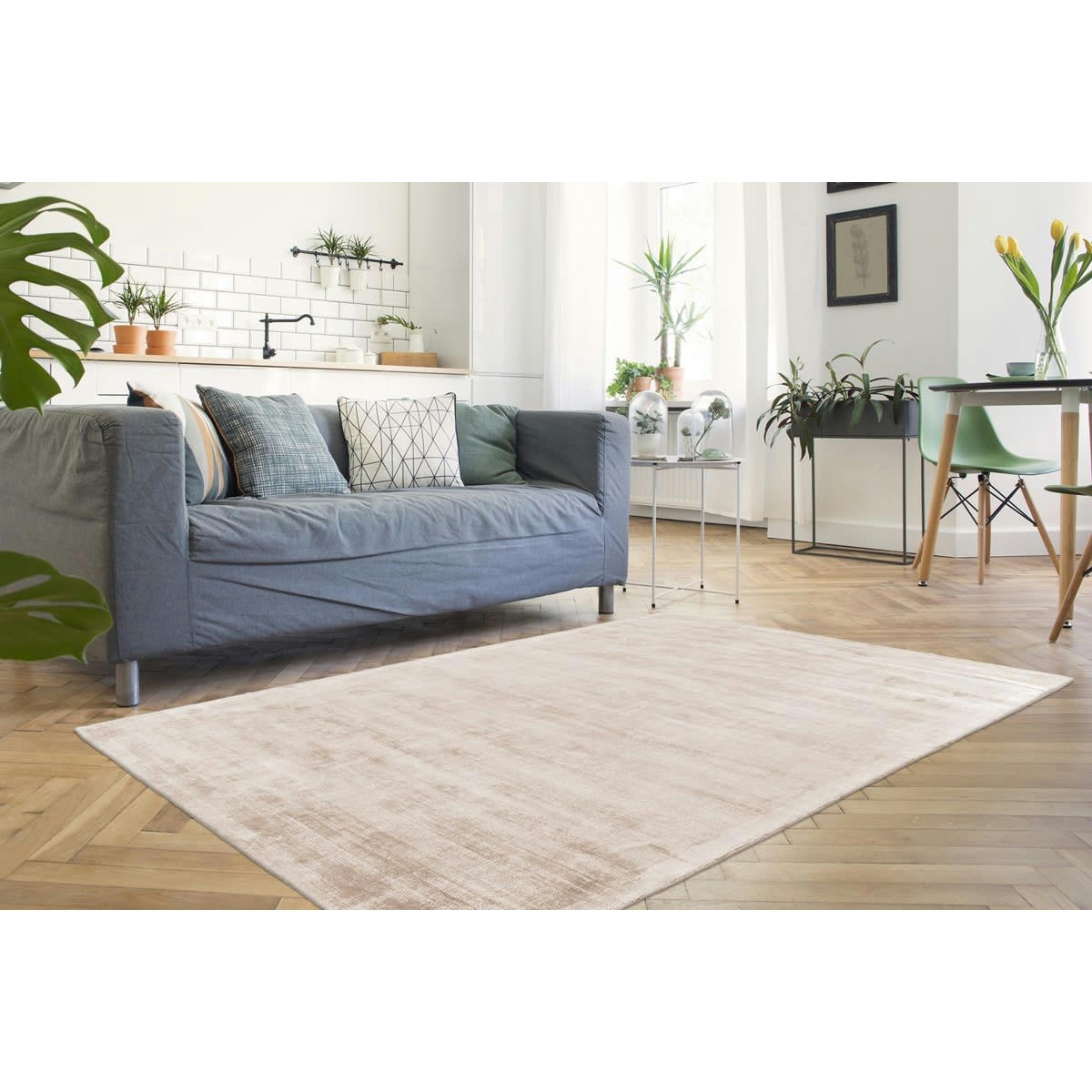 UPTOWN - Tapis moderne en Soie Beige clair 80x150 cm