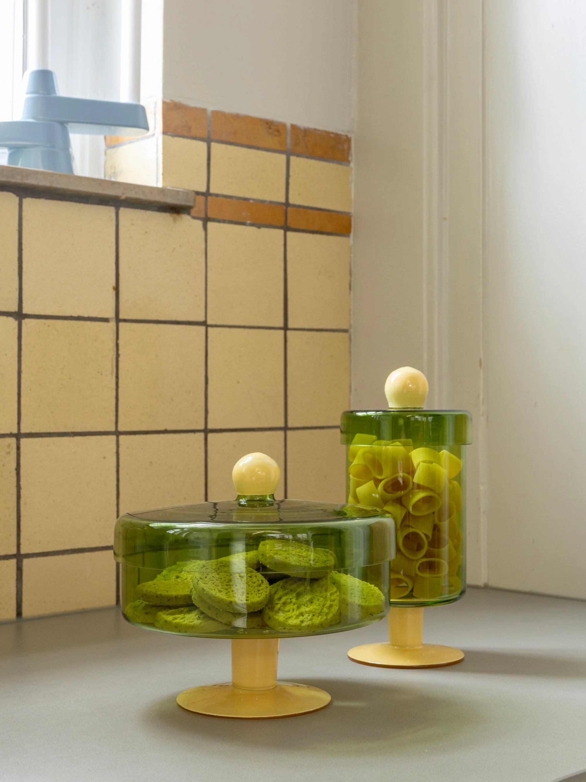 Handgefertigte Glas-Aufbewahrungsdose Duo