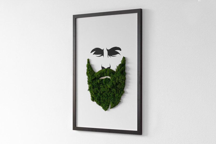 Obraz z mchem - Hipster z brodą 40x60 cm Czarna Rama