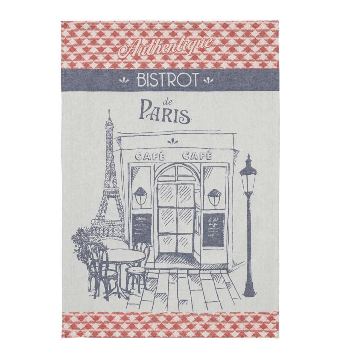AUTHENTIQUE BISTROT - Torchon en coton rouge 50x75