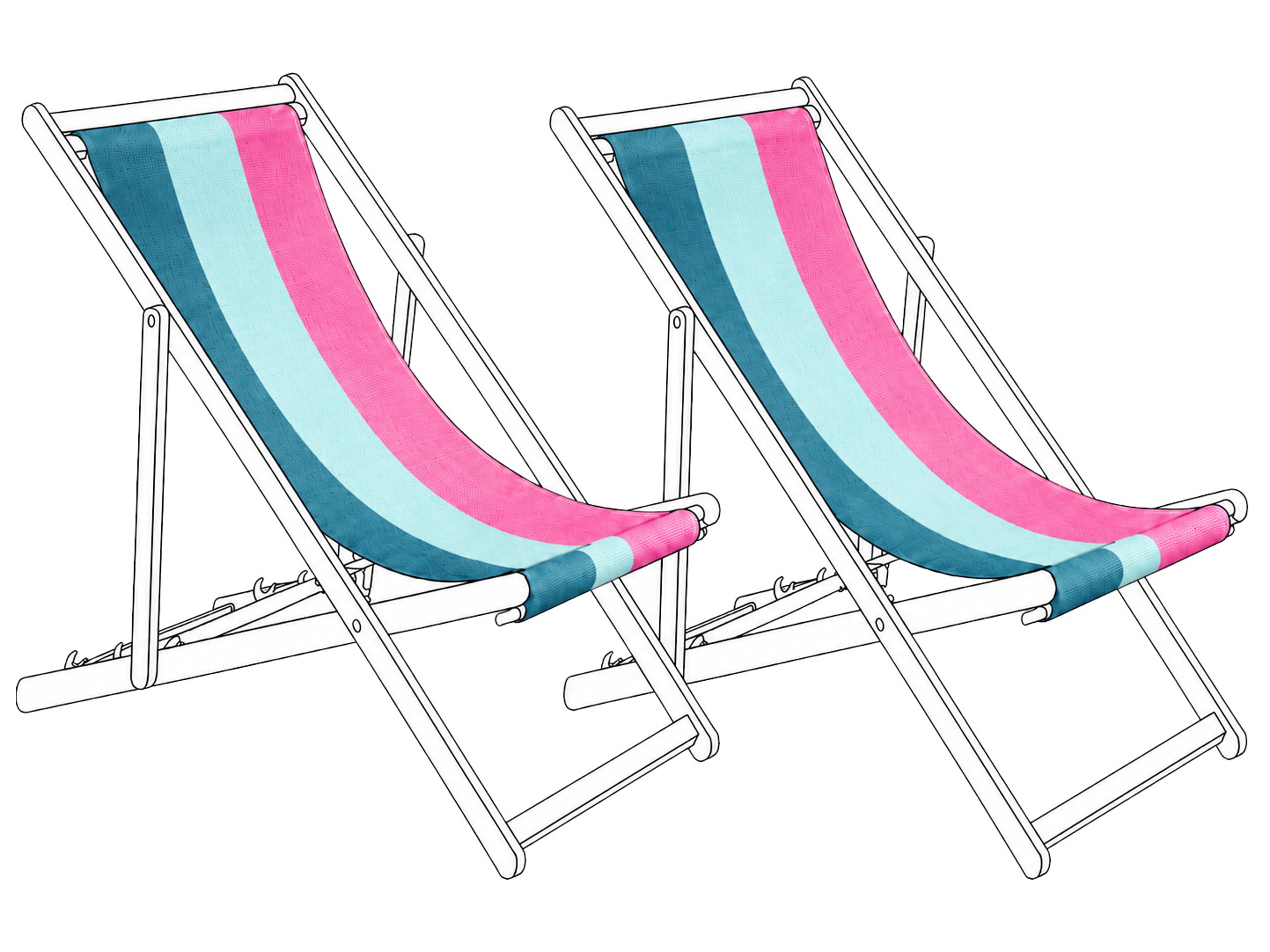 Set of 2 Sun Lounger Replacement Fabrics ANZIO/AVELLINO 113 x 44 cm Multicolour