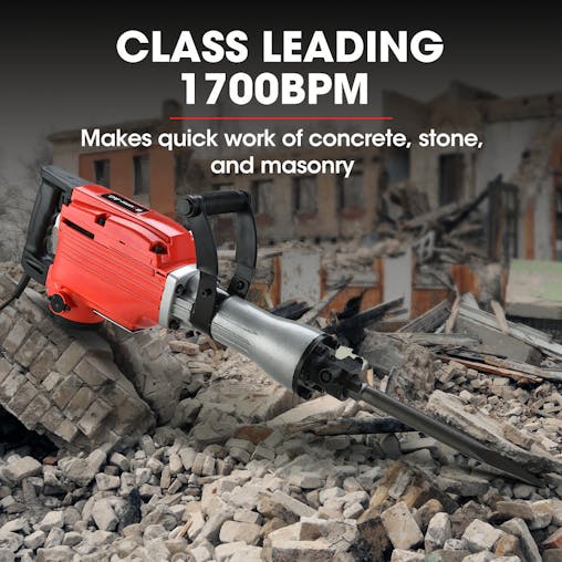 NNEMB 2200W Pro-Grade Electric Demolition Jackhammer-with 3 Bonus Chisels-Carry Case