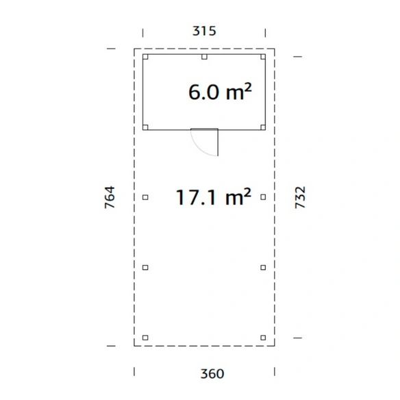 Carport »Karl«, Aufstellmaße BxTxH: 360 x 762 x 235 cm, lackiert, Holz