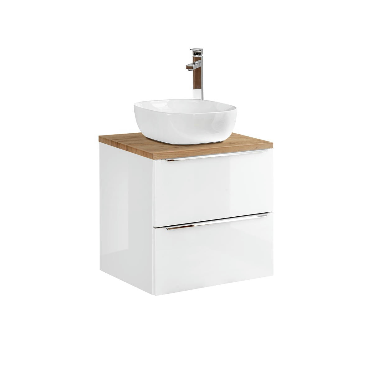 - Ensemble meuble simple vasque 60cm et colonne stratifiés blanc