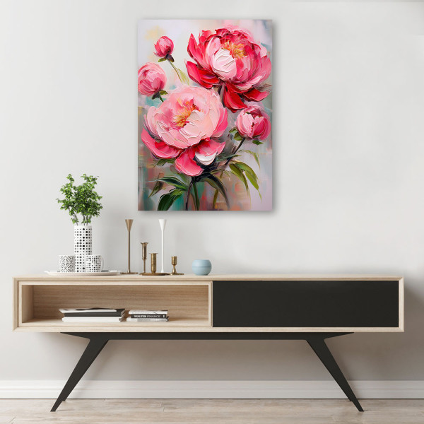 Feeby Obraz na płótnie, Piwonie Różowe Kwiaty Rośliny 40x60