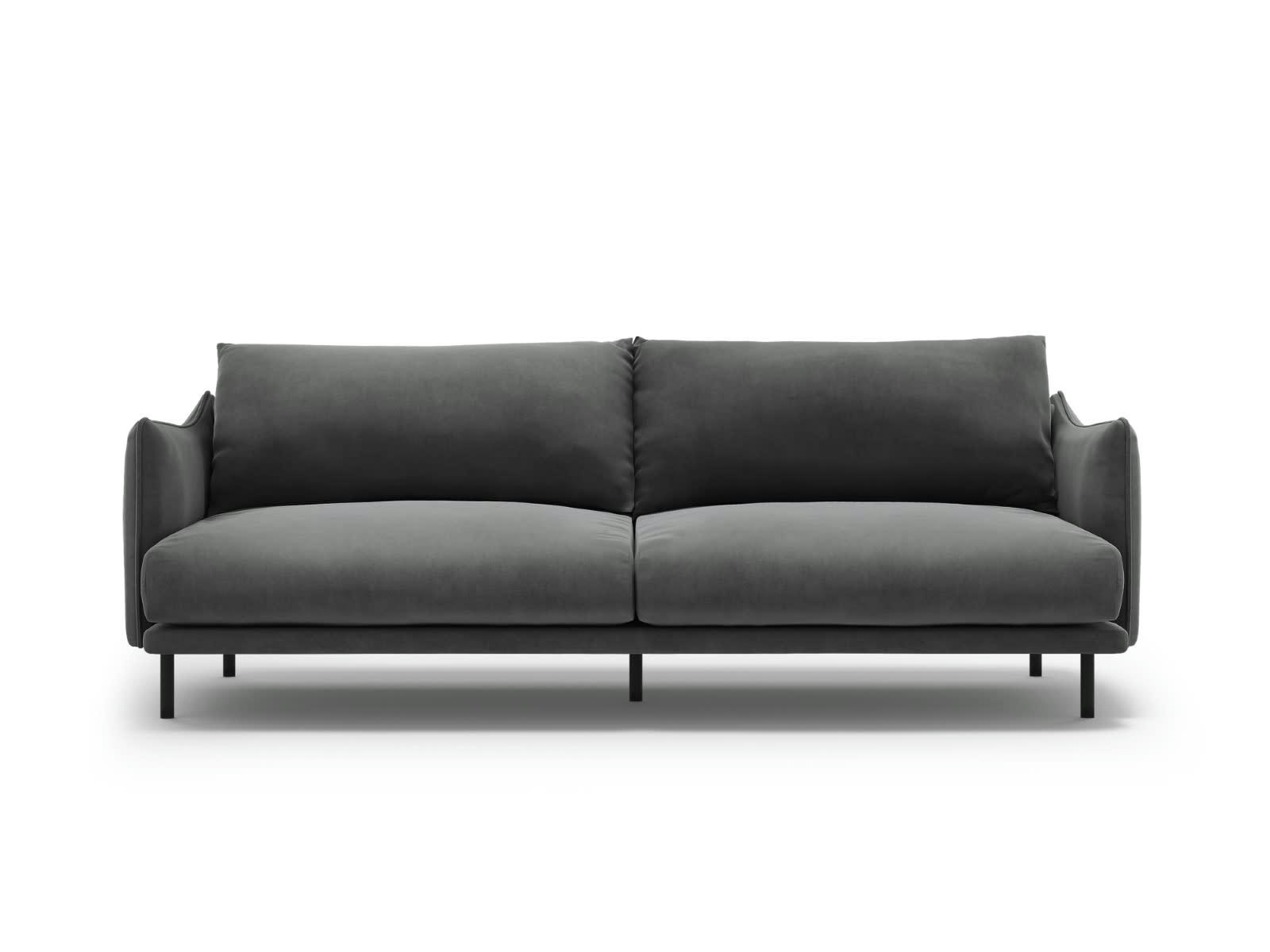 PARIS - Canapé 4 places en Velours Gris Clair