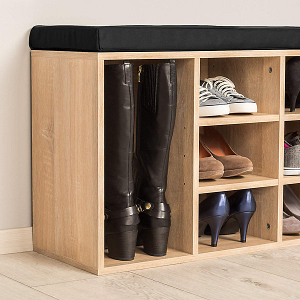 Banc Chaussures Meuble Rangement Bois Entrée   Coussin