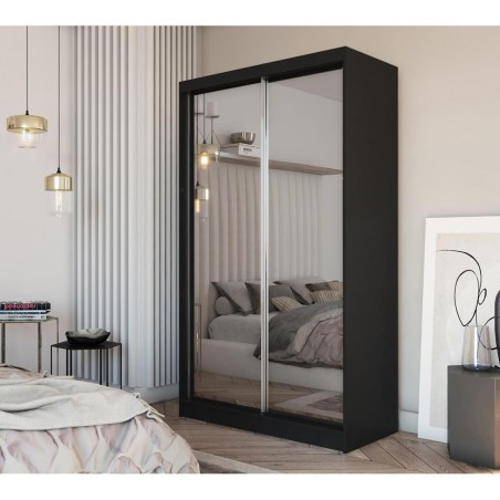 Szafa przesuwna z lustrem DEBRA 120 cm czarna