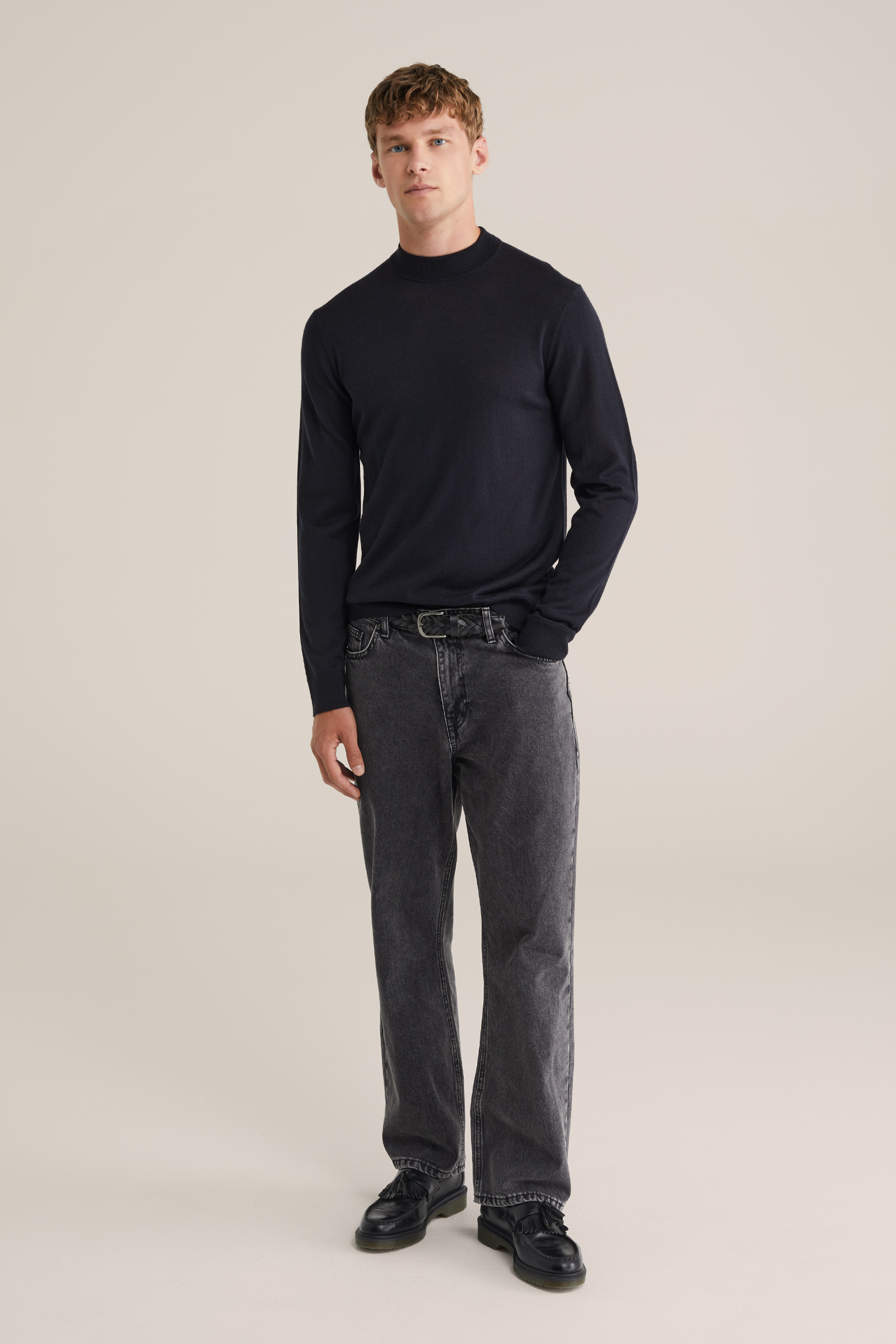 Heren slim fit trui van merinowol