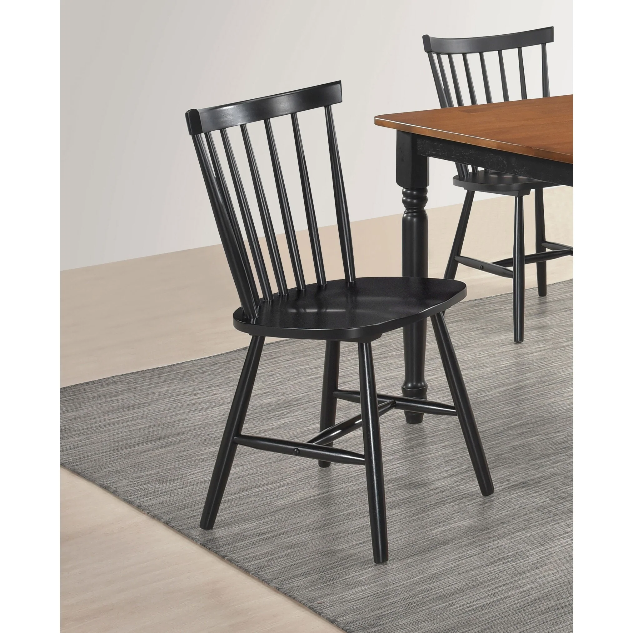 Hollyoak Black Windsor Wood Dining Side Chair (Set of 2)