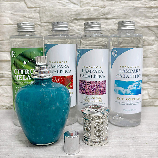 Pack économique Lampe Catalytique Aqua Marina   Parfum Citronnelle (200 ml)   Nettoyant Neutre (200 ml)   Mèche de Rechange