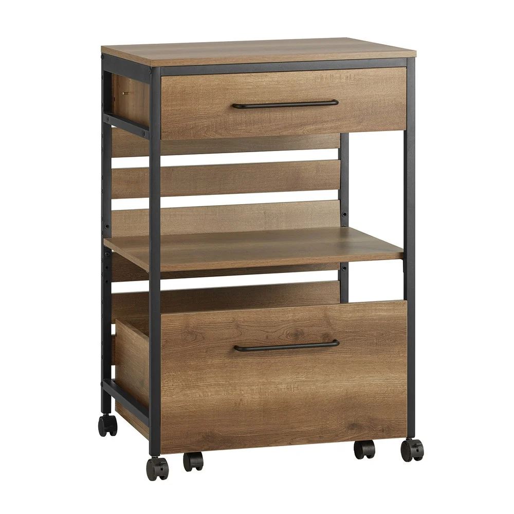 SoBuy Wózek kuchenny z 2 szufladami Ciemnobrązowy 60x45x90cm FKW118-PF