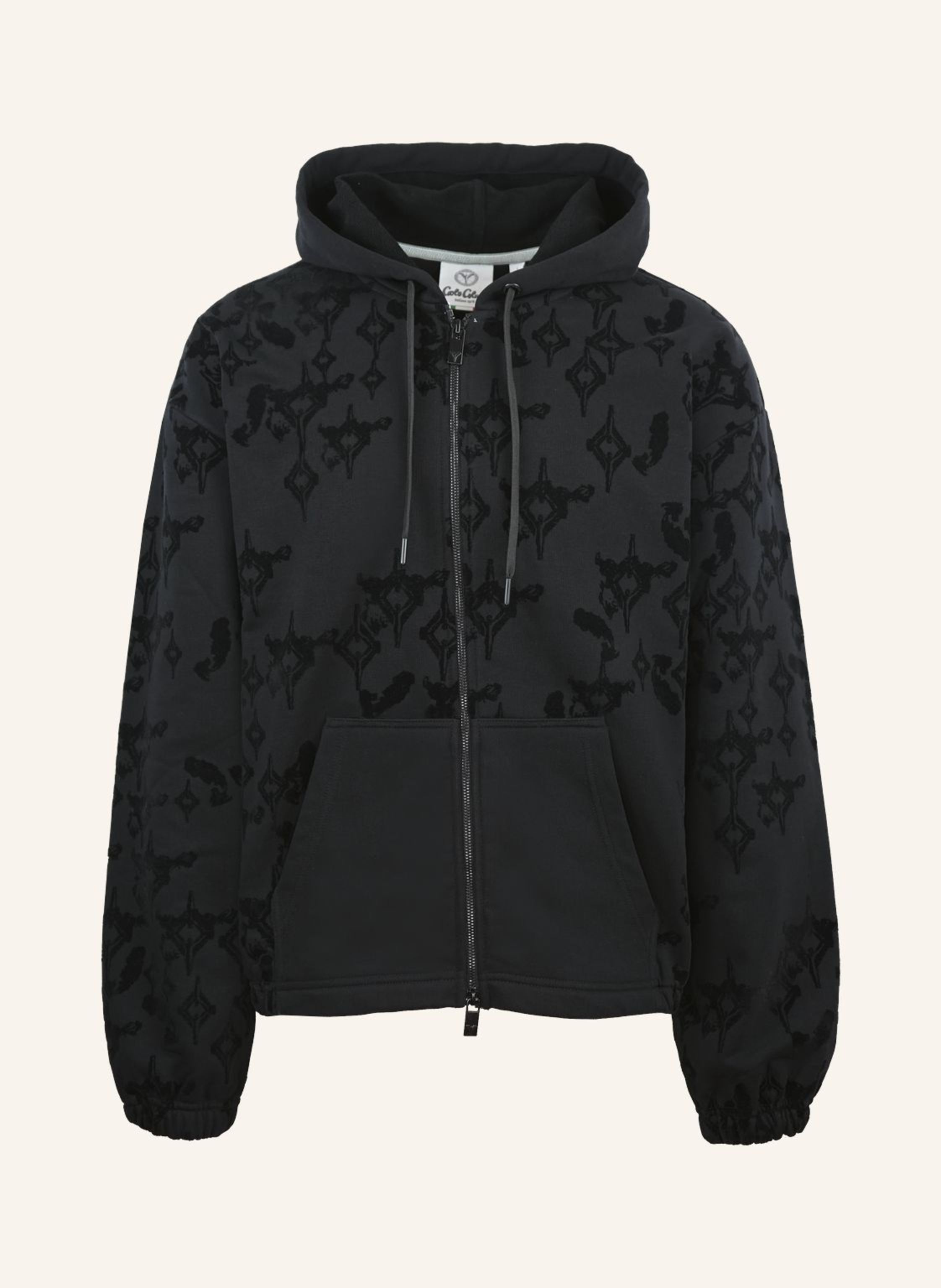 CARLO COLUCCI Kapuzensweatjacke mit Flockprint - Soft Impact FLENGER