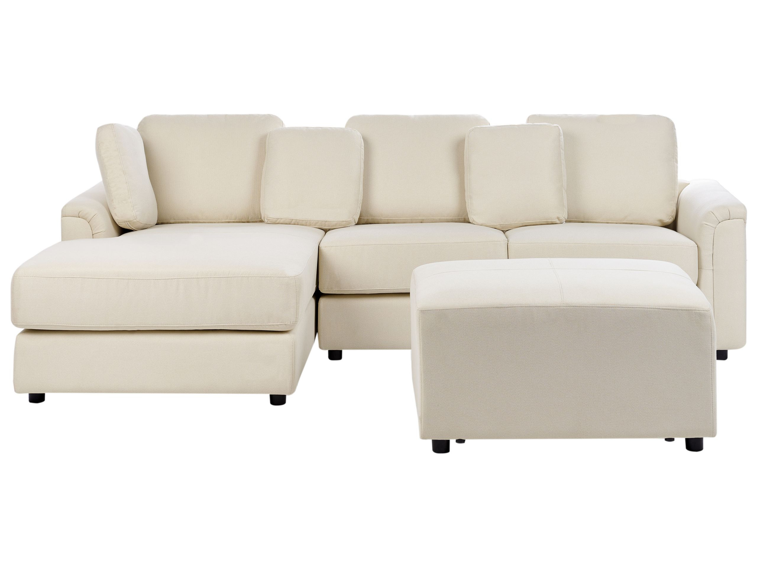 Narożnik sofa z otomaną rogówka jasnobeżowy