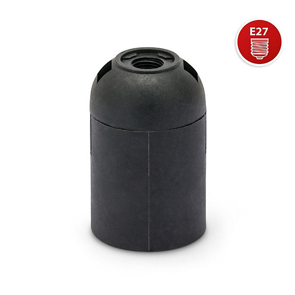 Douille thermoplastique E27 avec gaine lisse. Noir
