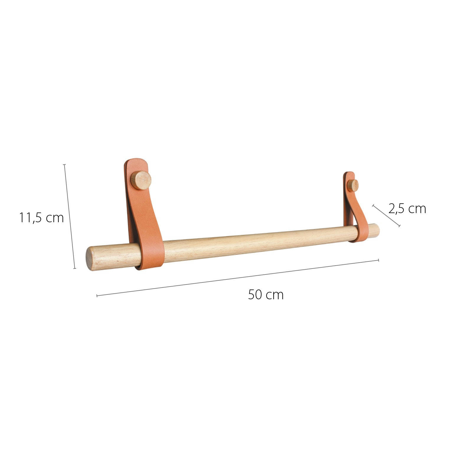 - Porte-serviettes à fixation murale en bois 50x12x3cm