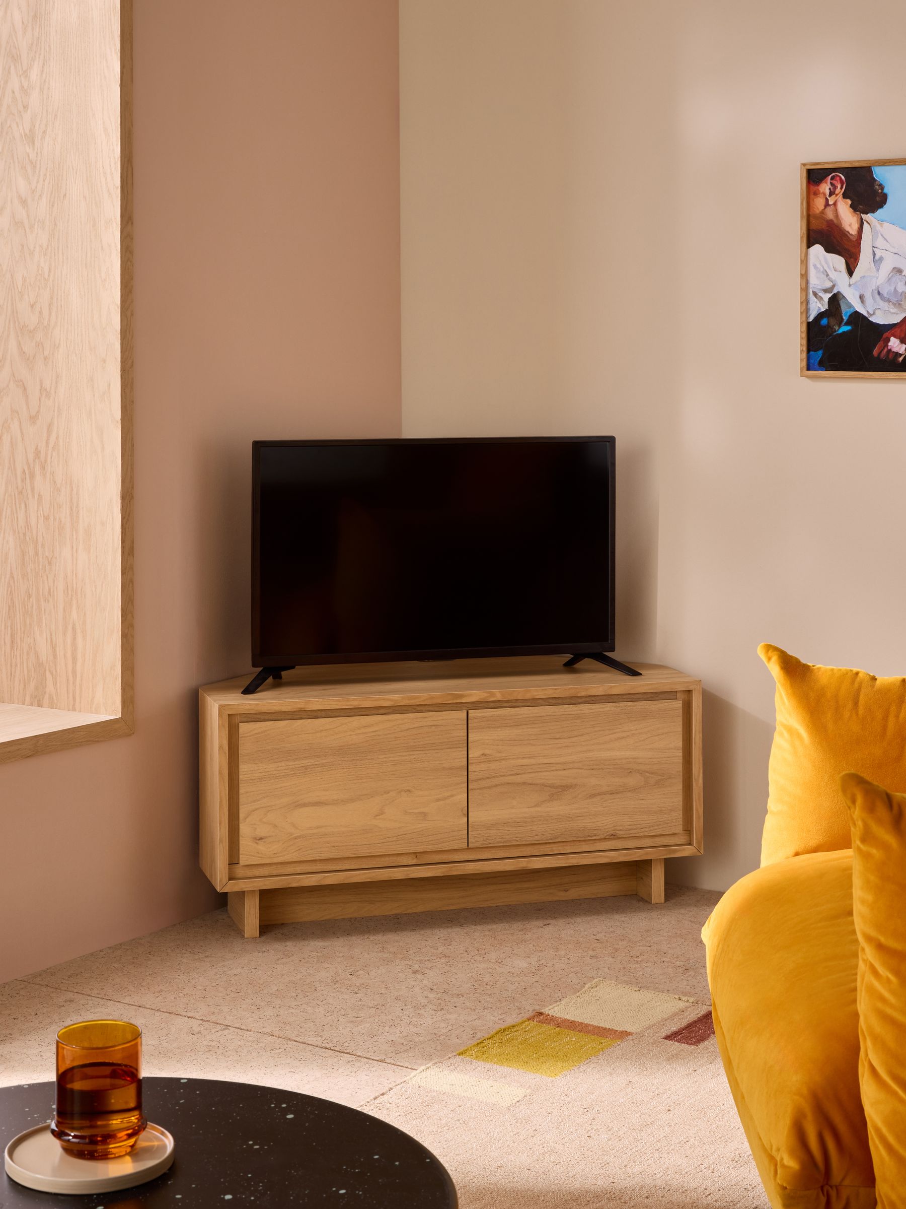 Kaci Corner Up to 50 Inch TV Unit in Oak Effect