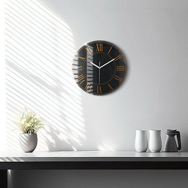 Horloge murale Wallfluent fi30 cm Aiguilles blanches Chiffres romains anciens 1 pcs