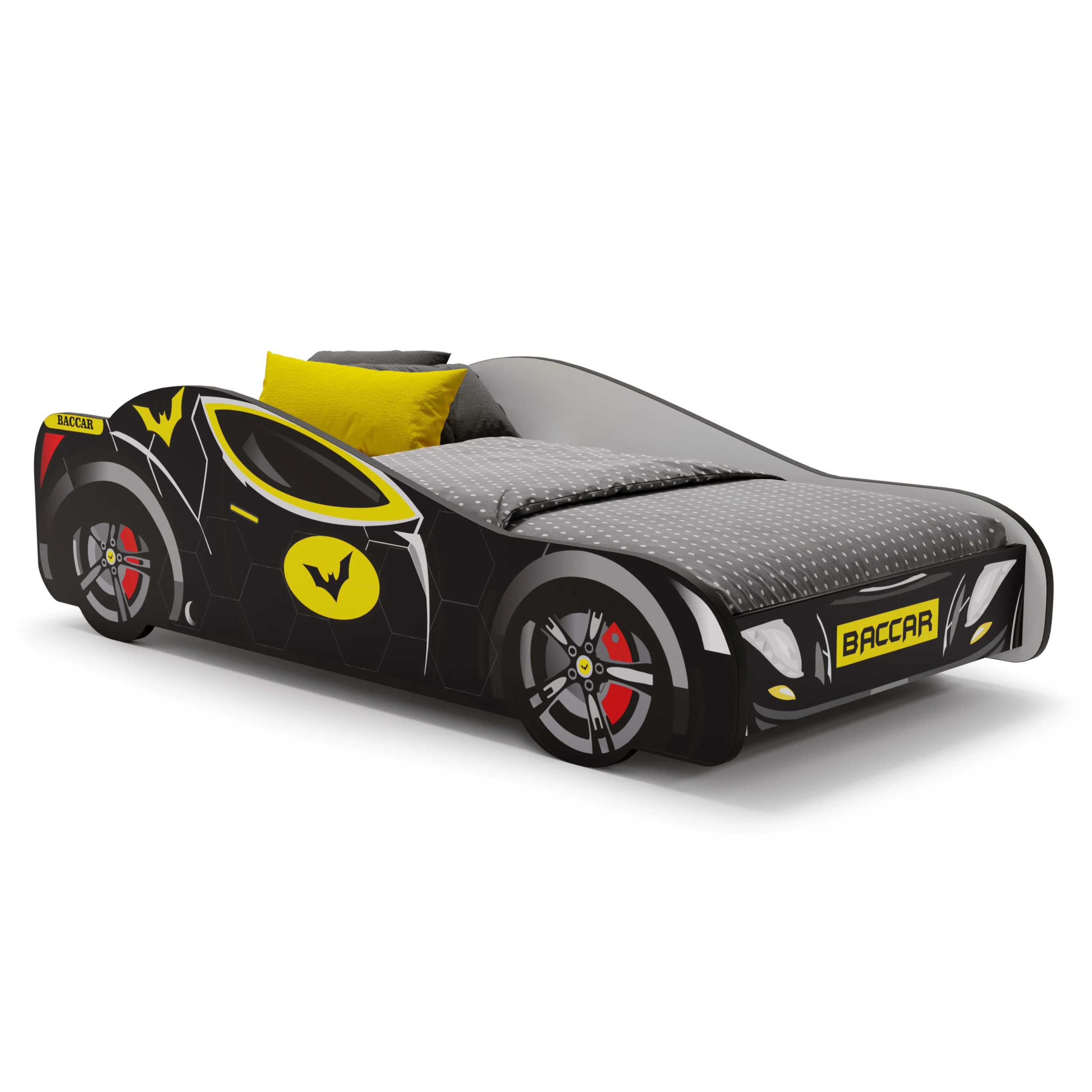 Łóżko dziecięce BATCAR BLACK 140x70, łóżko samochodowe