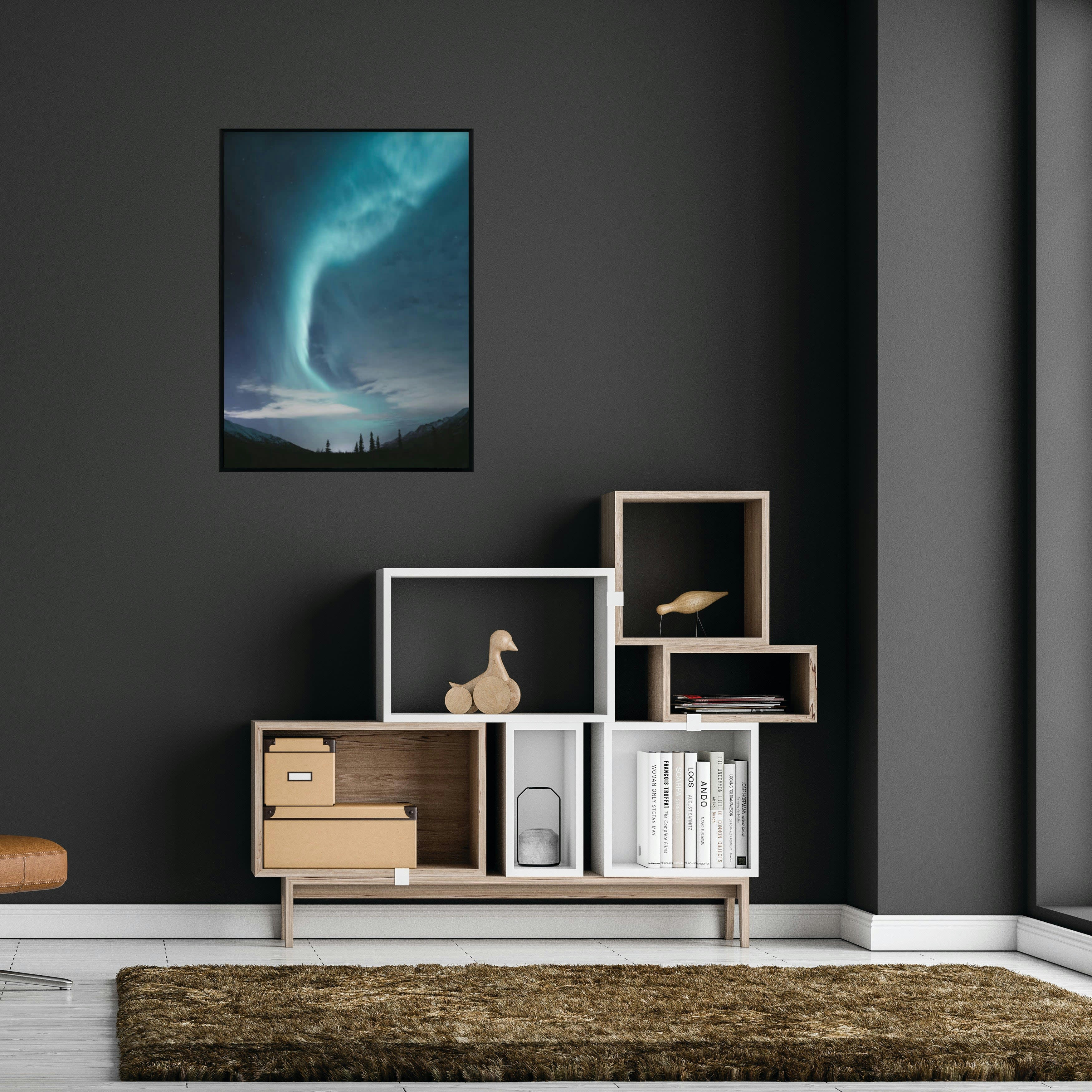 CIELO - Affiche avec cadre noir - Aurore Boréale - 50x70