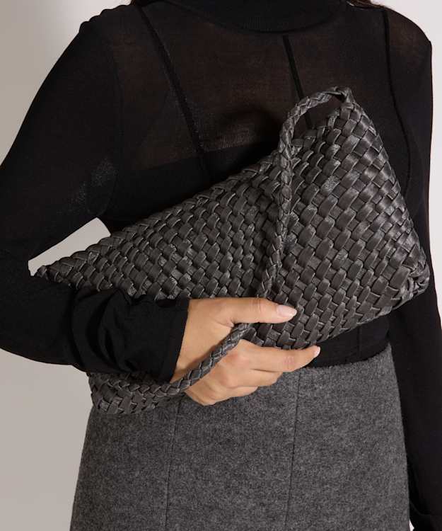 Deliberating Grey - Woven East-West Shoulder Bag