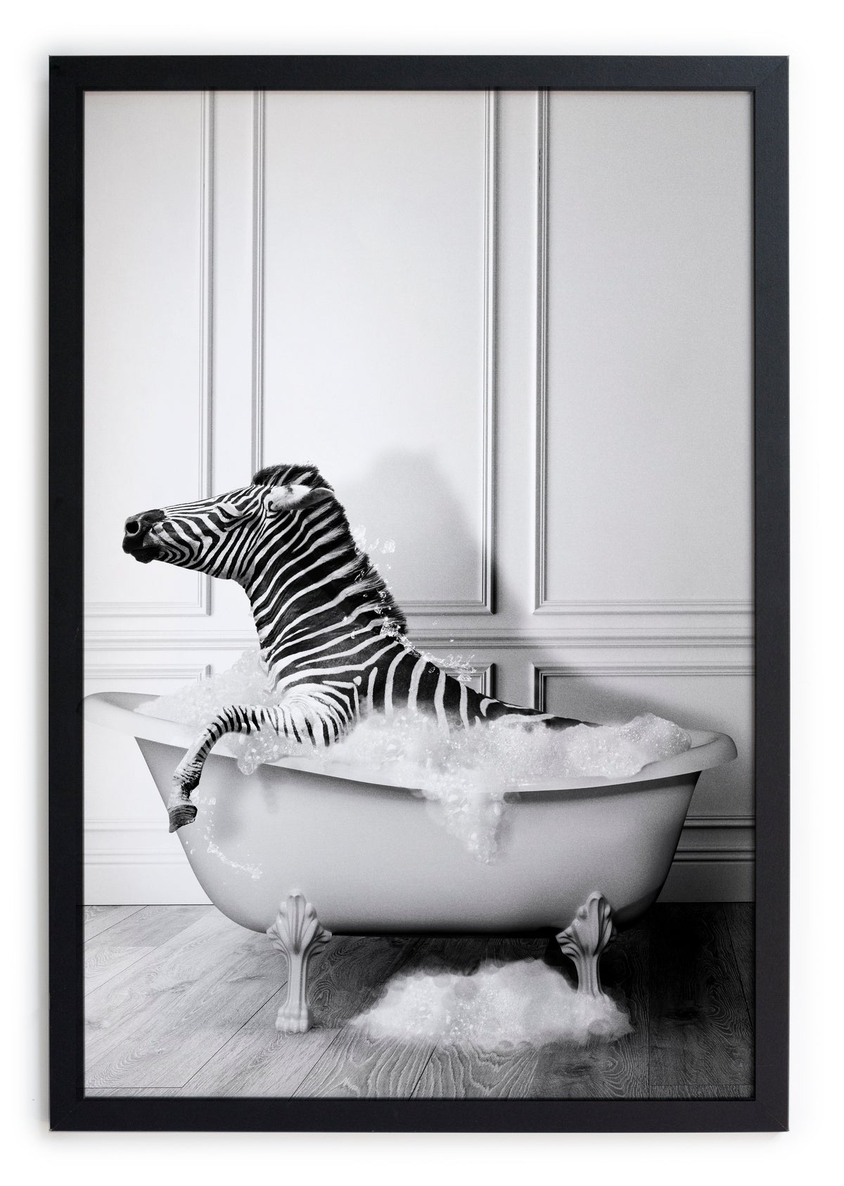 Zwarte lijst met kader 40x30 zebra bad
