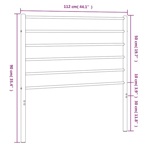 NNEVL Metal Headboard Black 107 cm