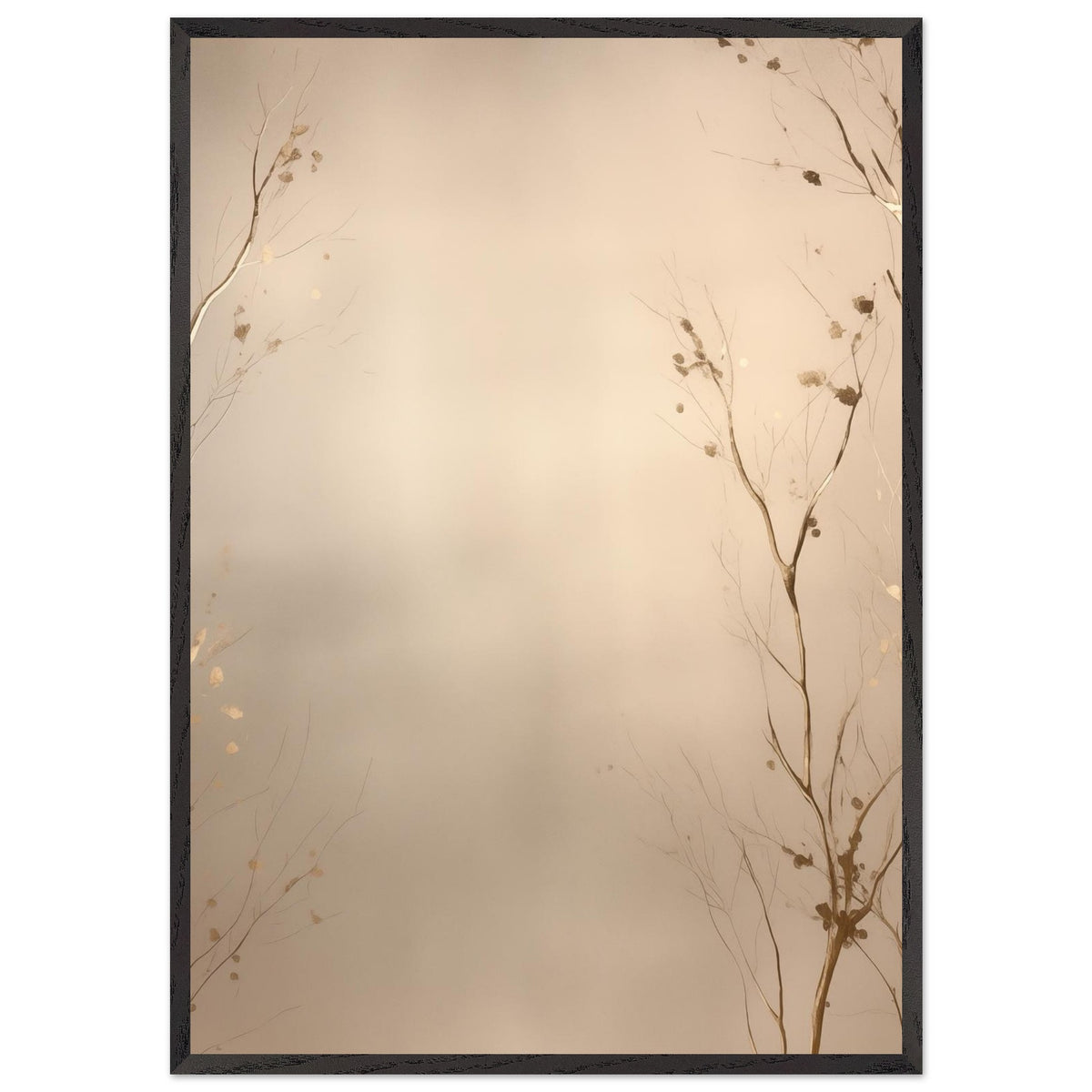Artfulprints Poster met Lijst Abstract - Golden leafs  - 70x100 cm - Goud