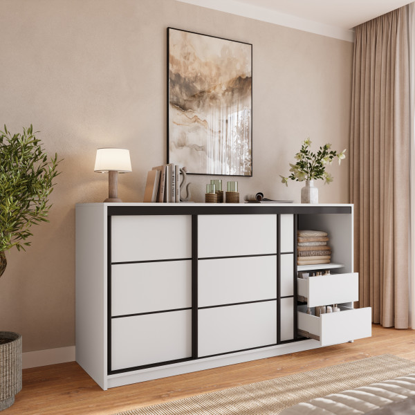 Komoda LOFT trzydrzwiowa 180 cm biały