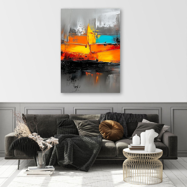 Feeby Obraz na płótnie, Abstrakcja Kolorowa na szarym tle 40x60