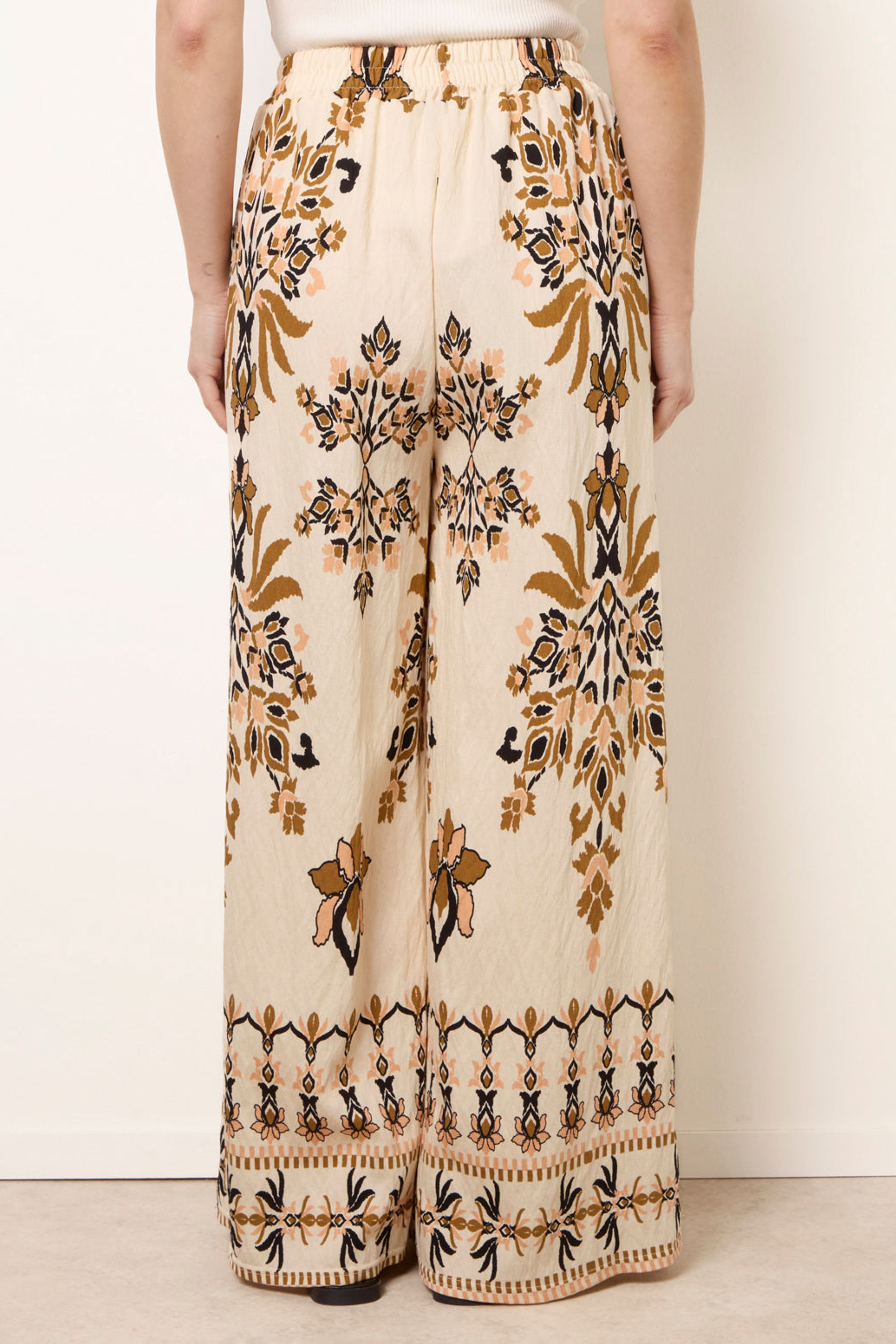 Blue Vanilla Cream Drawstring Waist Wide Leg Pants