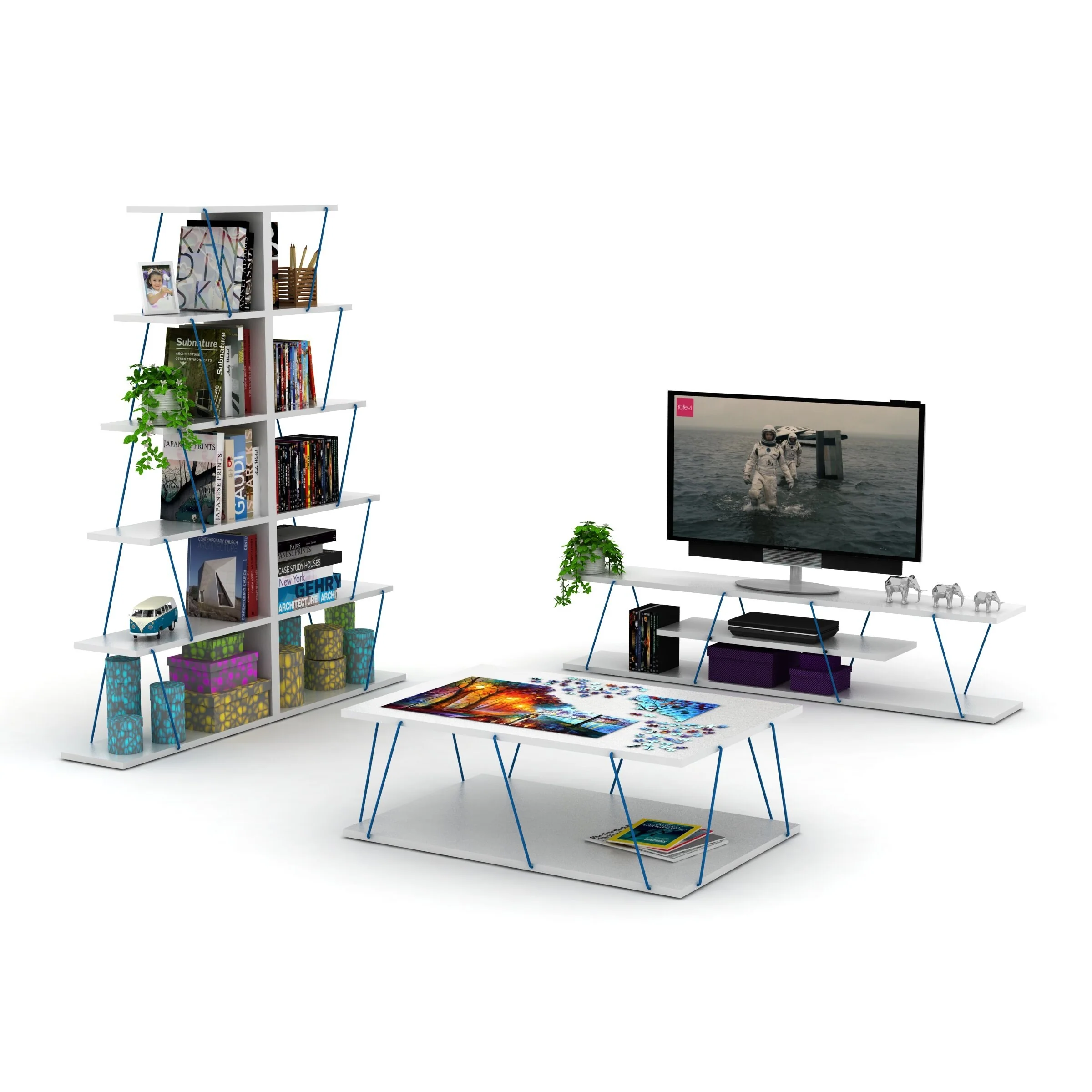 Furnish Home Store Modern 5 Tier Ladder Bookshelf Organizers, Narrow Bookshelf for Small Spaces Office Furniture Bookcase