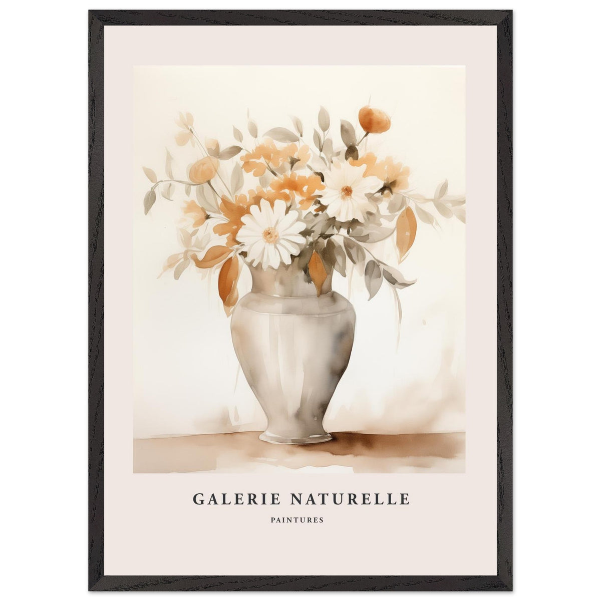 Artfulprints Poster met Lijst Bloemen in vaas 2  - 50x70 cm - Taupe