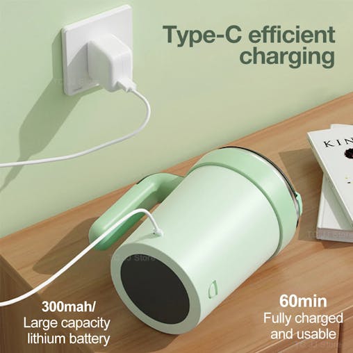 NNEOBA Rechargeable Automatic Magnetic Self-Stirring Mug LED Temp Display Green