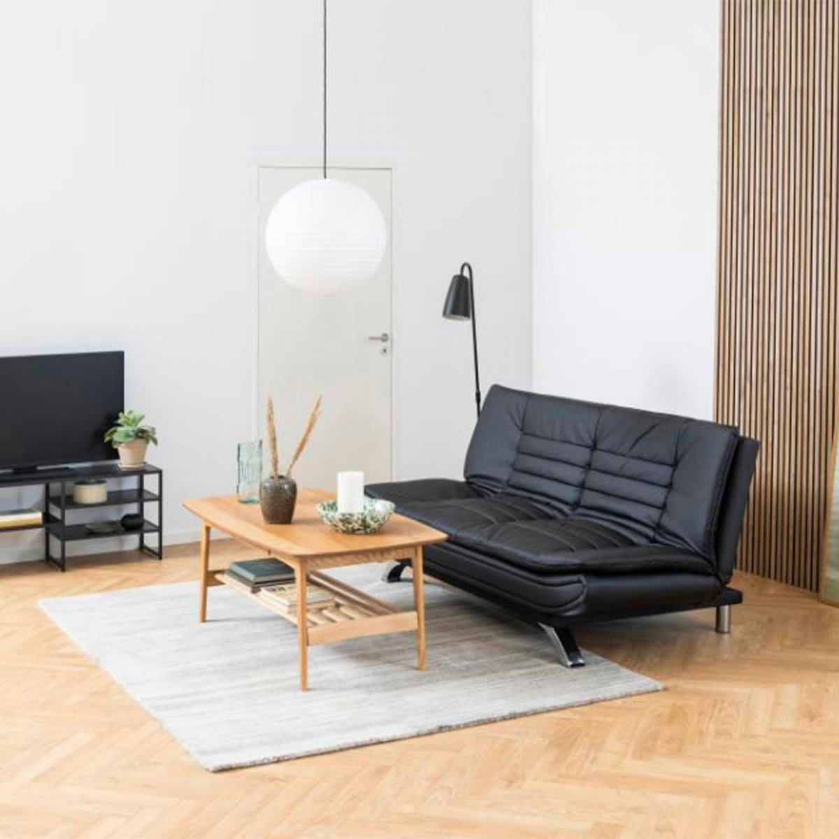 EMMIE - Table basse rectangulaire avec rangements en bois 130x70cm