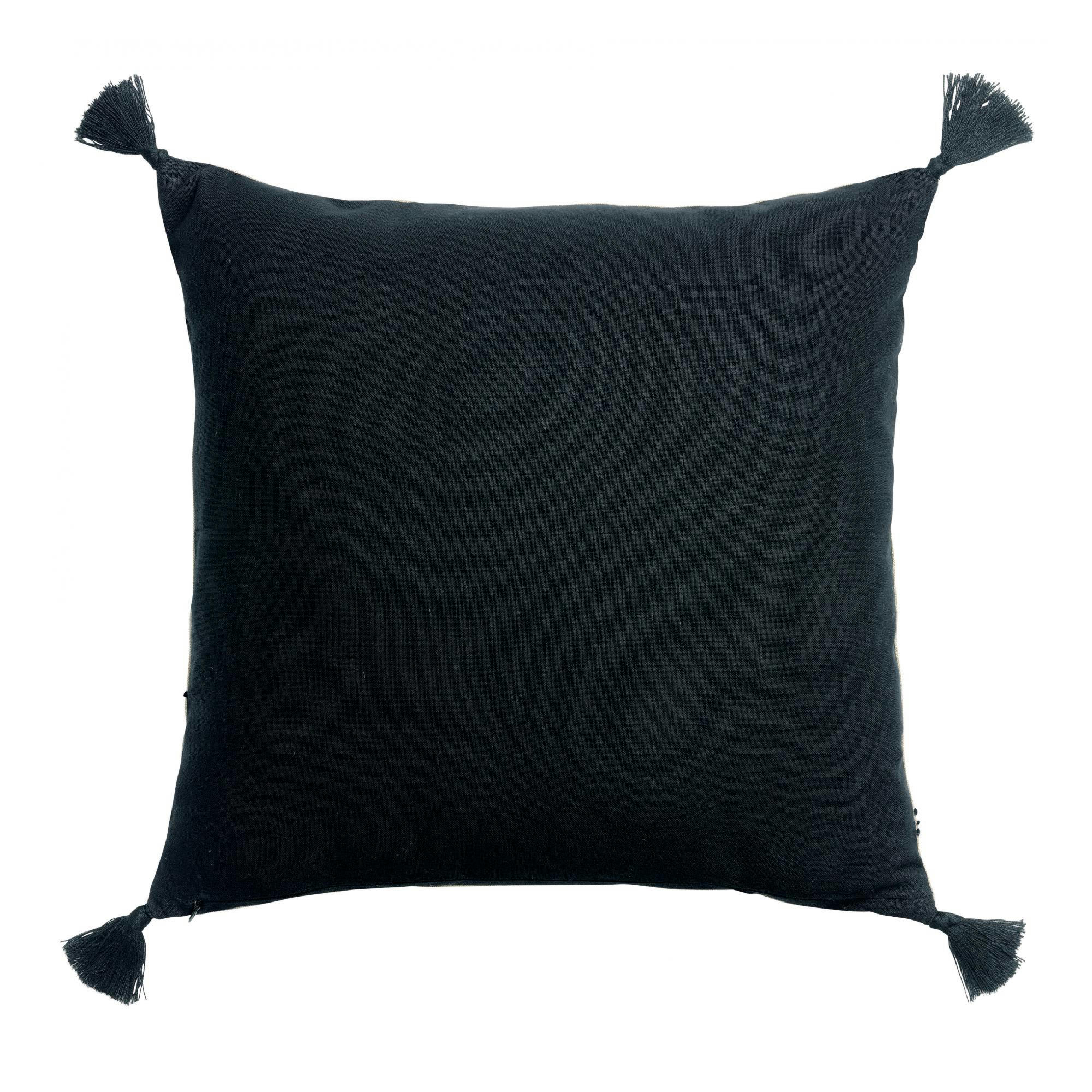 GUSTAV - Coussin brodé  en coton ombre 45 x 45