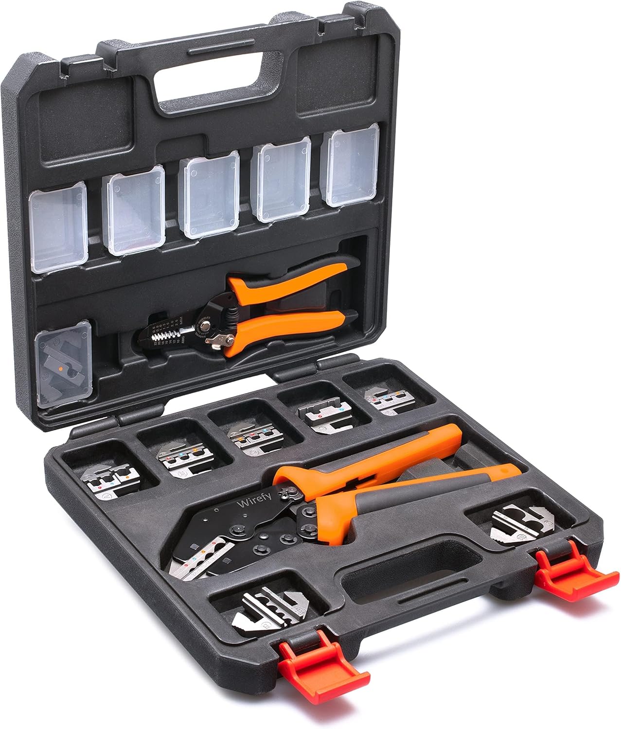 Wirefy Crimping Tool Set 11 PCS - High Leverage Wire Crimper 9 - Heat Shrink, Nylon, Insulated Flag, Non-Insulated Connectors