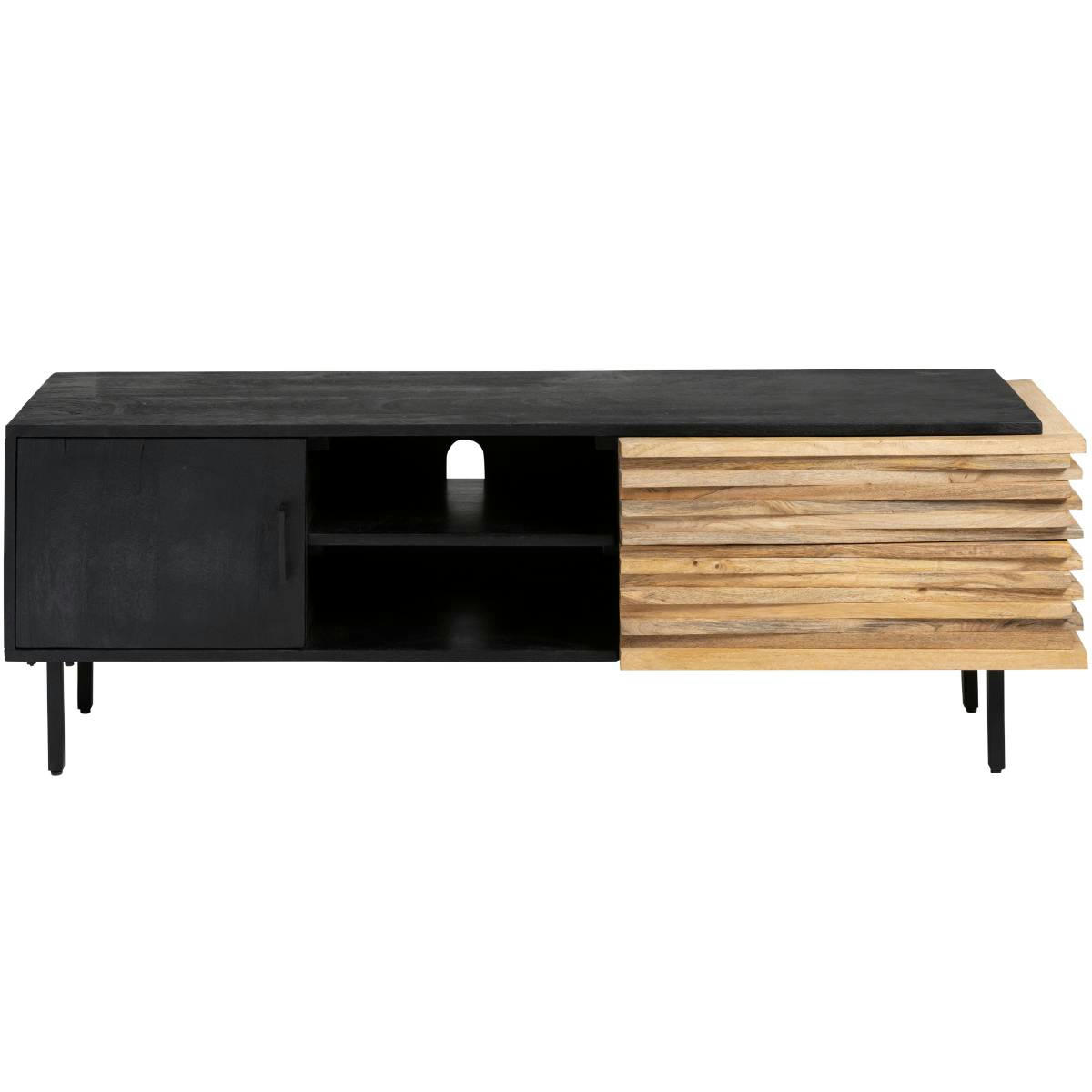 TINO - Meuble TV en bois noir 138 cm