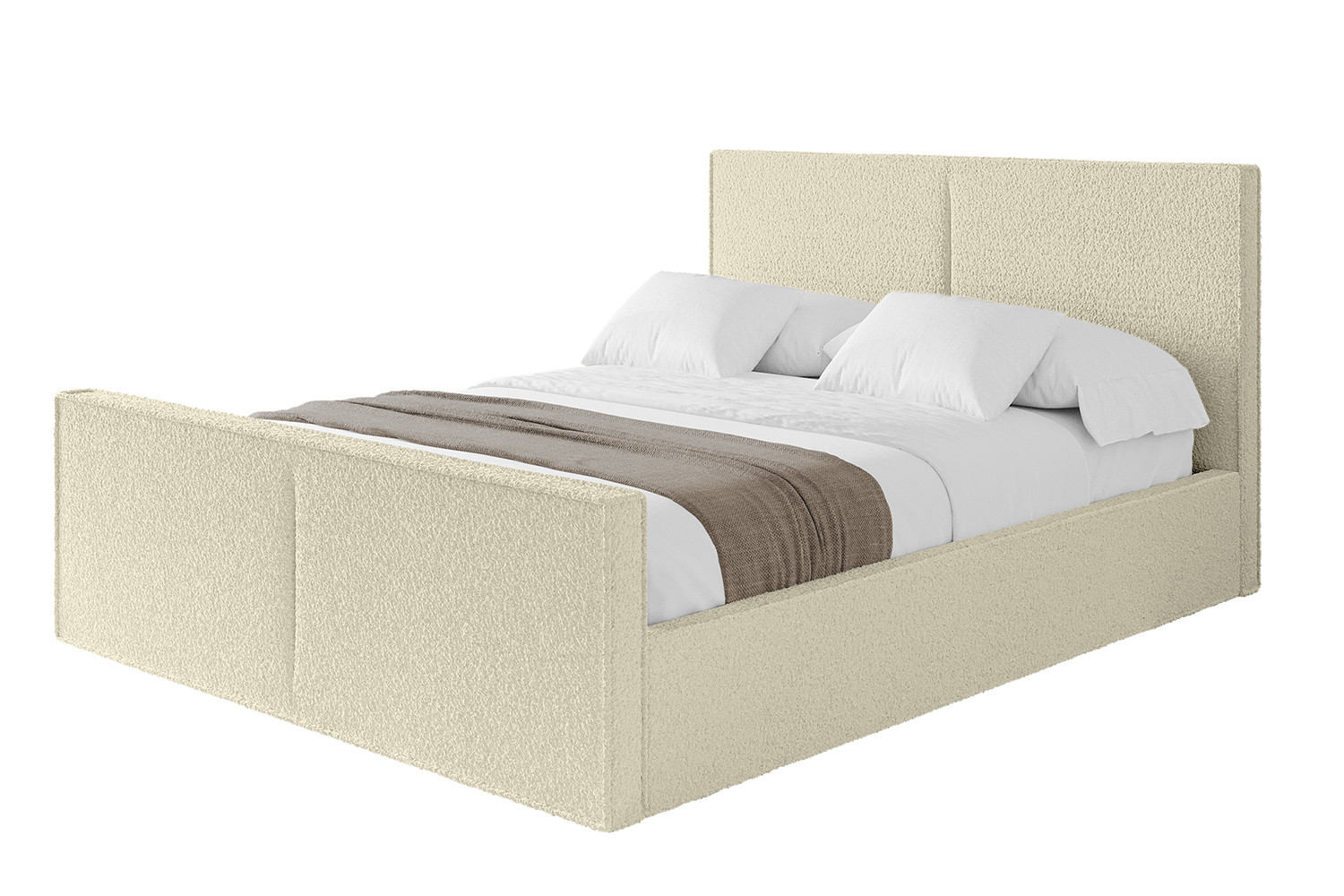 Łóżko tapicerowane z materacem   pojemnik EMMI-Z-120x200 cmBeżowy
