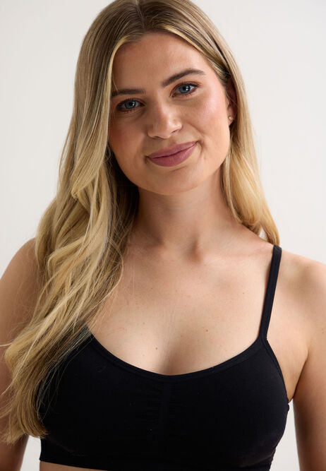 Womens Black Seam Free Thin Strap Bra