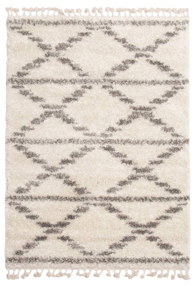 ECARPET Grammercy Liv Indoor Geometric Area Shag Rug, Cream/Grey, Assorted Sizes