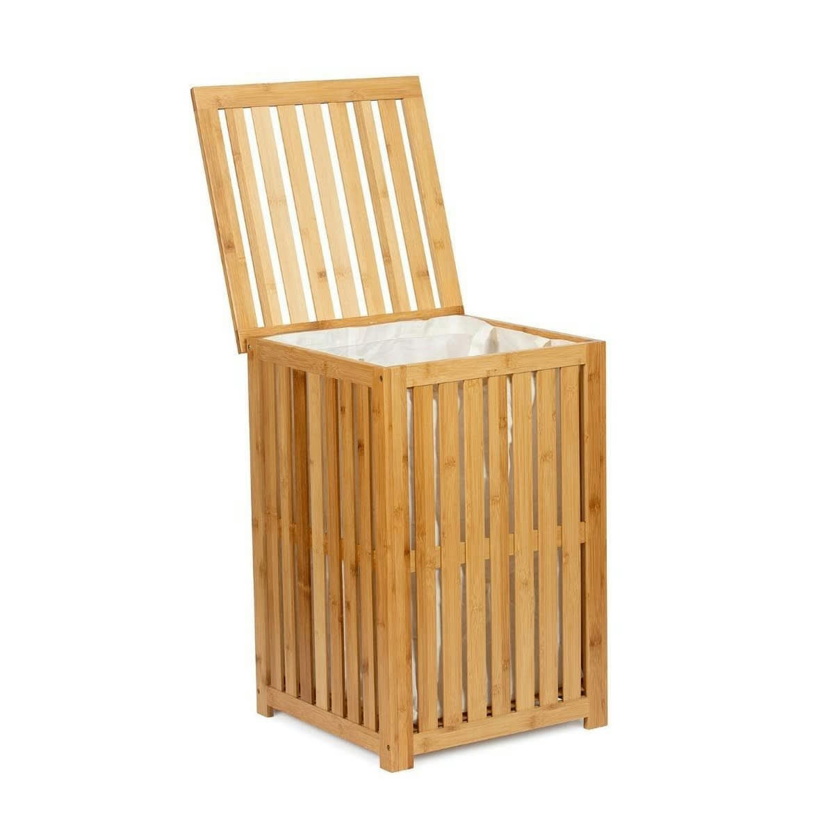 BAMBOU - Panier à linge en bambou avec sac intérieur amovible