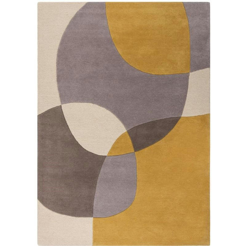 GLOW - Tapis pure laine ocre et gris radiance 120 x 170