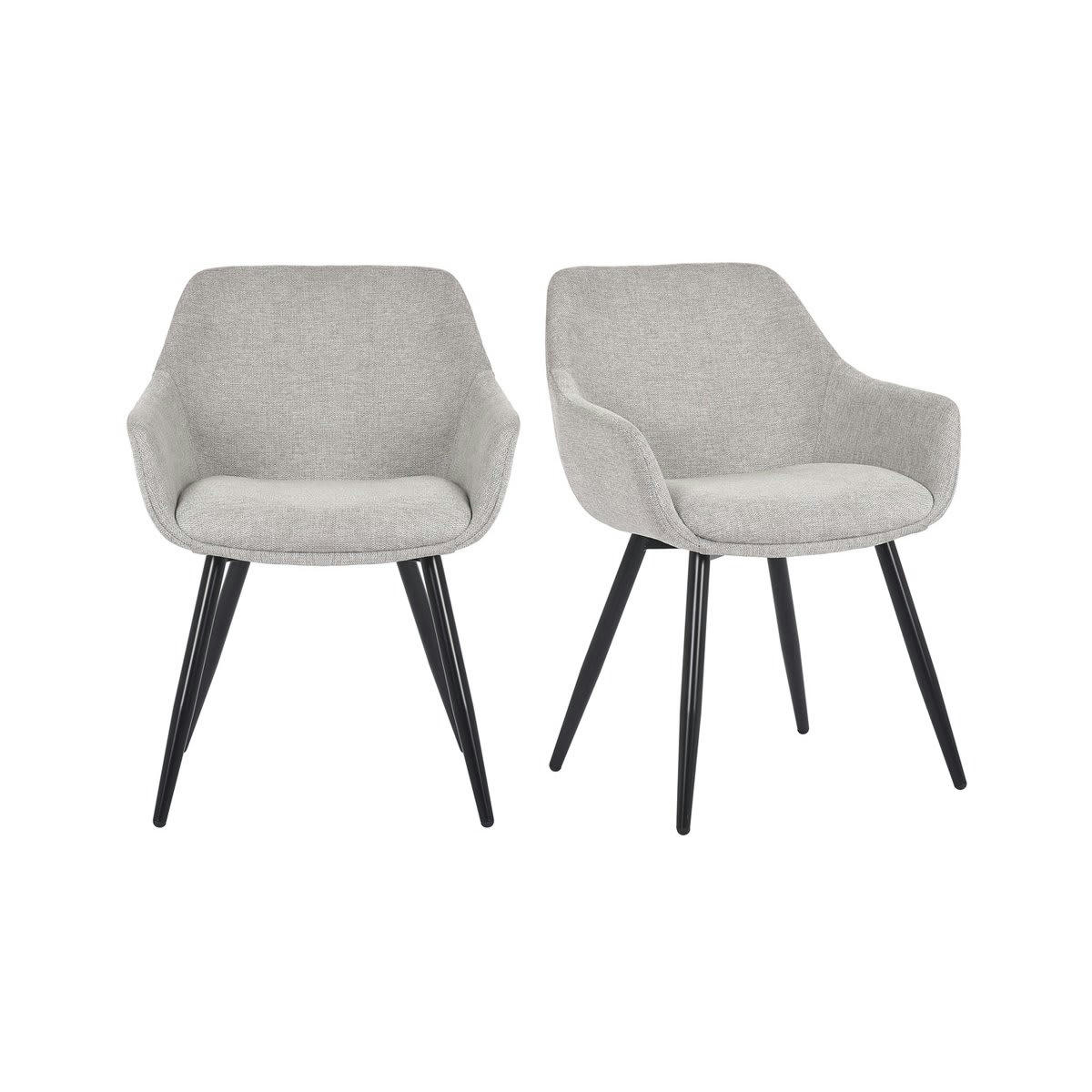 MOMAZ - Lot de 2 chaises style rétro avec accoudoirs gris